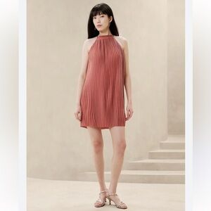 NWT Banana Republic Pleated Halter Mini Dress - Rust